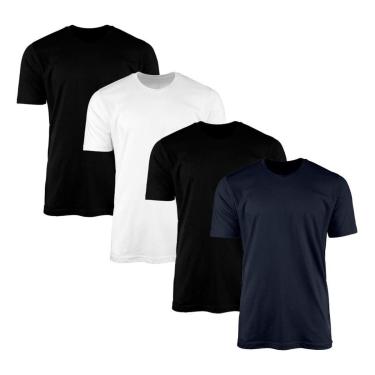 Imagem de Kit 4 Camisetas Masculina Lisa Básica 100% Algodão-Masculino