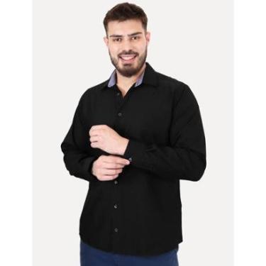 Imagem de Camisa Dudalina Masculina Comfort Tricoline Lisa Preta-Masculino