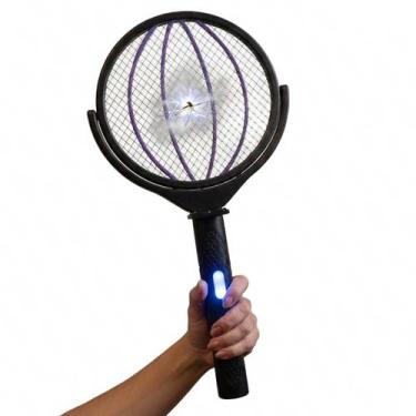 Imagem de Raquete Eletrica Mata Mosquitos Moscas Insetos Luz UV Repelente Bastao