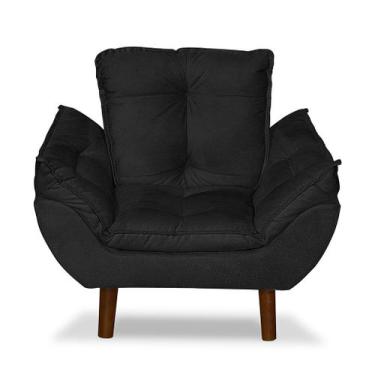 Imagem de Mini Poltrona Cadeira Infantil de Criança Suede Preto Pés Palito - Tuc