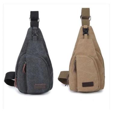 Imagem de Bolsa Masculina Pochete Transversal Ombro Lona PRETO - Flish