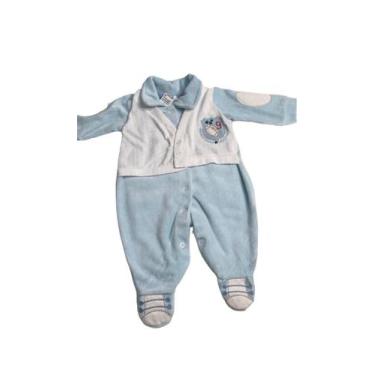 Imagem de Macacão de Algodão e Plush  Coletinho - Manu Baby, P, Azul claro