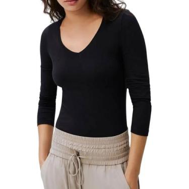 Imagem de Blusa Feminina Hering ML Slim Malha Preta - 4D8AN10, Preto, P