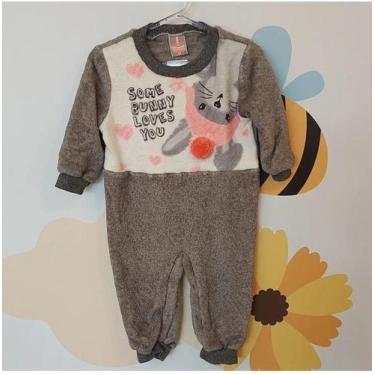 Imagem de Macacão quentinho inverno bebê Fleece - Tileesul, Mescla, 3M