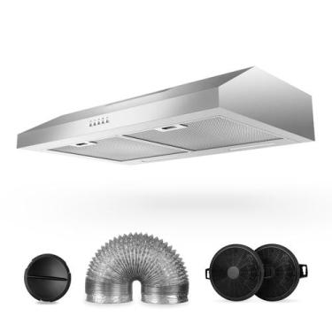 Imagem de Exaustor TAZPI 30cm 600m³/h em aço inoxidável com luzes LED