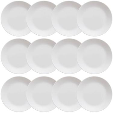 Imagem de Kit 12 Pratos Plásticos Servir 25cm Branco Coza Cozy Eventos Lanches Salgados