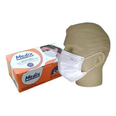 Imagem de Máscara Descartável Tripla Medix Branca 50 Unidades