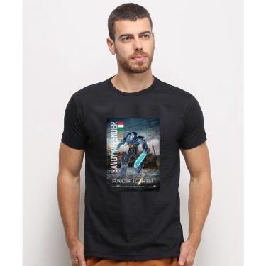 Imagem de Camiseta masculina Preta algodao Pacific Rim Circulo de Fogo Filme