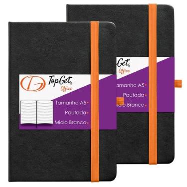 Imagem de Kit 2x Caderneta Collection 14x21cm 80 Fls Pautadas Preto e Laranja - 