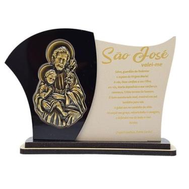 Imagem de Adorno de Mesa de São José em metal ouro velho acrilico e mdf EFMD3624