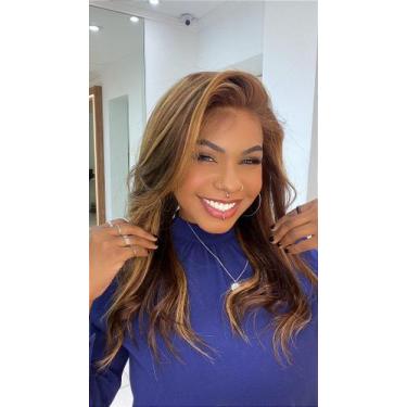 Imagem de Peruca Lace 360 Strap Cabelo Humano Liso Loiro com Mechas 4 27 55cm - 