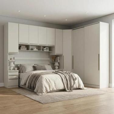Imagem de Guarda Roupa Casal Modulado 5 Peças com Cabeceira 9 Portas 9 Gavetas S
