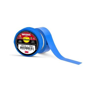 Imagem de Fita Isolante Imperial 3M Brasil Azul 18MM X 10M Identificação de Fios e Cabos Resistente UV