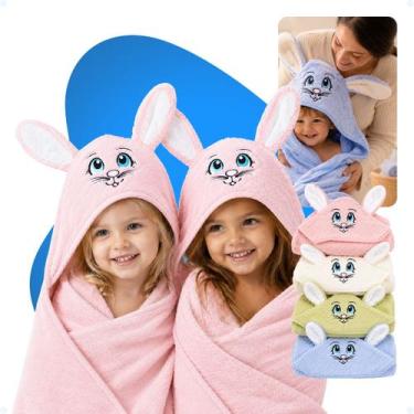 Imagem de Kit 2 Toalha De Bebe Infantil Macia Capuz Grande Orelhinha - Hxt, Rosa