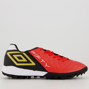 Imagem de Chuteira Umbro Fifty VI Society Vermelha, 38