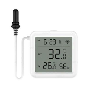Imagem de Medidor De Temperatura E Umidade WiFi Zigbee Com Sonda Externa, Termôm