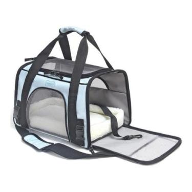 Imagem de Bolsa de Transporte 43x28x25 Azul Pet Cães Gatos Perigot