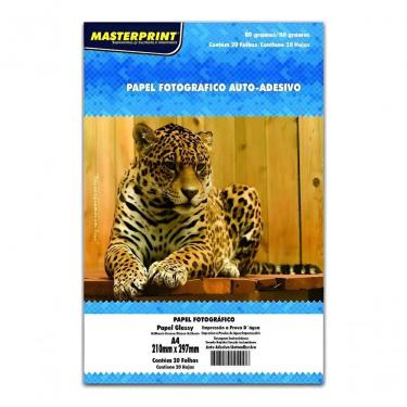 Imagem de Papel Fotográfico Adesivo Masterprint Papel Foto Glossy 80 G-M2 A4 20 Folhas Branco