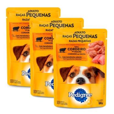 Imagem de Kit 3 Ração Úmida para Cachorro Pedigree Adulto Sabor Cordeiro ao Molh