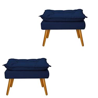 Imagem de kit 2 Puff Decorativo Opala Pés Palito Platinum Decor Azul Marinho