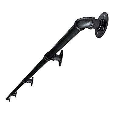 Imagem de Pkfinrd Corrimão de escada de corrimão de segurança para corrimão interno e externo kit de suporte de trilho trilho corrimão preto metal forjado crianças idosas (tamanho : 550 cm)