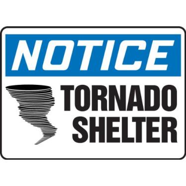 Imagem de Accuform Placa MFEX800XT Dura-Plástico, Legend"Notice Tornado Shelter", 18 cm de comprimento x 25,4 cm de largura x 0,1 cm de espessura, azul/preto sobre branco, 18 cm de altura, 25,4 cm de largura, 17,7 cm de comprimento, Dura-Plástico, 18 cm x 25,4 cm