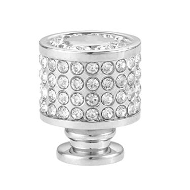 Imagem de Luxuoso diamante K Punho de ouro checo liga de cristal puxar redondo/botão quadrado w/parafuso brilhante cromo brilho gaveta armário armário guarda-roupa YYDFPIIA (Color : Round Bright Chrome)