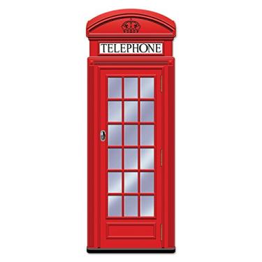 Imagem de Beistle Caixa de telefone articulada, Vermelha, Cartolina, 1,5 m de altura, Tema Britânico