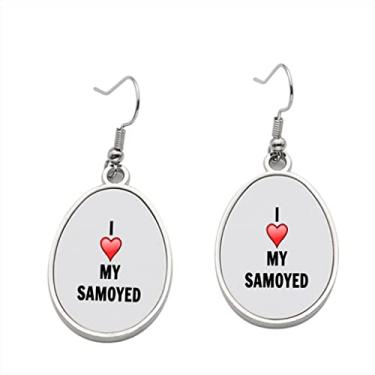Imagem de Brinco Samoyed - I Love Samoyed Brincos pendurados para meninas - Presente de festa de aniversário dos namorados
