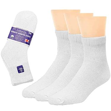 Imagem de Falari 3-Pack Physicians Approved Diabetic Socks Cotton Non-Binding Loose Fit Top Help Blood Circulation 9-11 Quarter Length - White