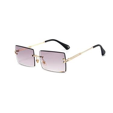 Imagem de Óculos de sol retangulares pequenos da moda verão uv400 óculos de sol mais novos da moda mulheres e homens sem aro para ciclismo óculos de sol, 1, china