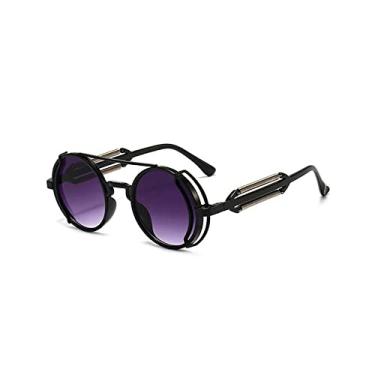 Imagem de Óculos de sol da moda steampunk vintage redondo punk óculos de verão itens de moda proteção solar vidro estilo gótico UV400,E,China