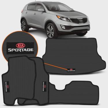 Imagem de Kit Jogo Tapetes Borracha Sportage 2010 2011 3 Peças + Tapete Porta Malas