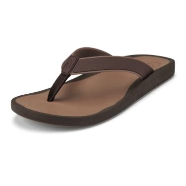Imagem de OluKai Koko'o Men's Beach Sandals, Quick-Dry Flip-Flop Slides, Water Resistant & Lightweight, Compression Molded Footbed & Ultra-Soft Comfort Fit, Dark Wood/Ray, 11