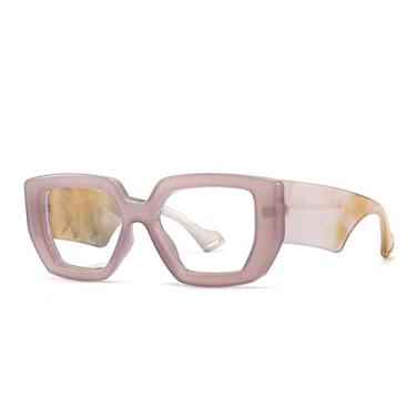 Imagem de Óculos de Sol Quadrados Moda Vintage Mulheres Homens Famosos Designer de Luxo Grande Quadro Óculos de Sol para Computador Feminino UV400, Roxo Claro, como a foto