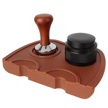 Imagem de AISAMEFE Tapete de silicone seguro para alimentos, tapete de calcadeira antideslizante, almofada de calcamento de canto, almofada de suporte macio não escorregadio, ferramenta barista para cozinha doméstica escritório bar loja, preto/marrom, M/G/GG (GG, marrom)