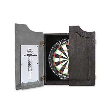 Imagem de HAN'S DELTA Conjunto profissional de armário de dardos de cerdas, reforço de canto de metal, alvo de ponta de aço de regulação, inclui 6 dardos e placares de ponta de aço (príncipe)