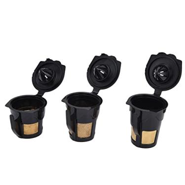 Imagem de Filtro de cápsula de café, reutilizável 3 conjuntos de copos de cápsulas recarregáveis ​​de aço inoxidável com colher K200 K300 K350 K360 K400