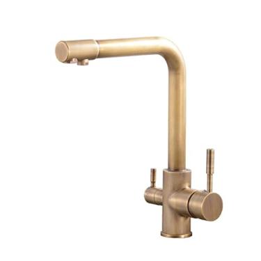Imagem de Torneiras de cozinha douradas com água filtrada montada no convés misturador de água potável torneira de latão dourado filtro de torneira de cozinha, antigo