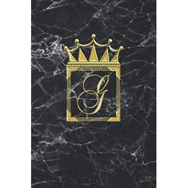 Imagem de G: Personalised Journal Notepad (Blank Lined) Diary / Letter Notebook / Initial Diary For Girls / G Monogram / Can Be Useful For Writing Notes Ideas ... And Gold Marble Design / Letter With Crown