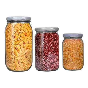 Imagem de Kit 3 Potes De Vidro Redondo Mykonos Tampa Metálica