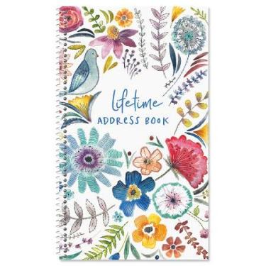 Imagem de Caderno de endereços vitalício bordado Florals - 72 páginas, número de telefone de capa macia e organizador de endereço