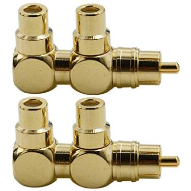Imagem de BEKER 2 pçs adaptador RCA divisor RCA macho para dois RCA fêmea ângulo direito conector...