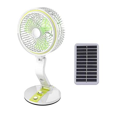 Imagem de Yajun Ventilador solar dobrável com luz de LED ajustável com velocidade de luz USB, mini ventilador de parede para casa, dormitório, escritório, ventilador de refrigeração ao ar livre, verde