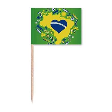 Imagem de Formato de coração, mapas do Brasil, palito, bandeiras, marcador, decoração de festa
