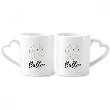 Imagem de Conjunto de canecas de porcelana para casais, arte abstrata, flores silvestres, coração