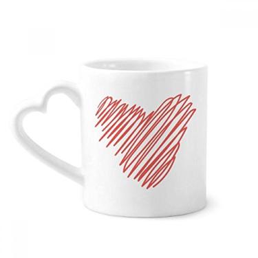Imagem de Caneca de Dia dos Namorados Esboço de Linha Vermelha Coração Caneca de Cerâmica Copos Copo de Coração de Vidro