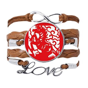 Imagem de DIYthinker Pulseira do zodíaco com corte de papel, cavalo animal da China, corrente do amor, ornamento da corda, pulseira presente, Não se candidatar
