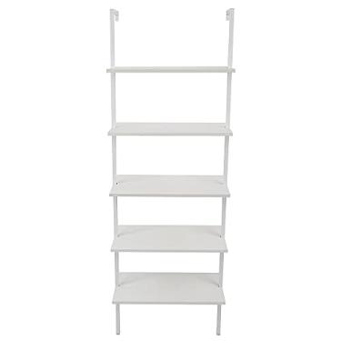 Imagem de KIZQYN Estante estante trapezoidal moderna, 5 camadas, estante de metal industrial, prateleira de armazenamento, para estante de sala de estar (cor: ouro)