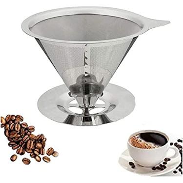 Imagem de Coador Filtro Café Inox Pour Over Permanente Sem Uso Papel - Linha Profissional - Premium Tamanho Médio Aço Inox Reutilizável Linha Premium